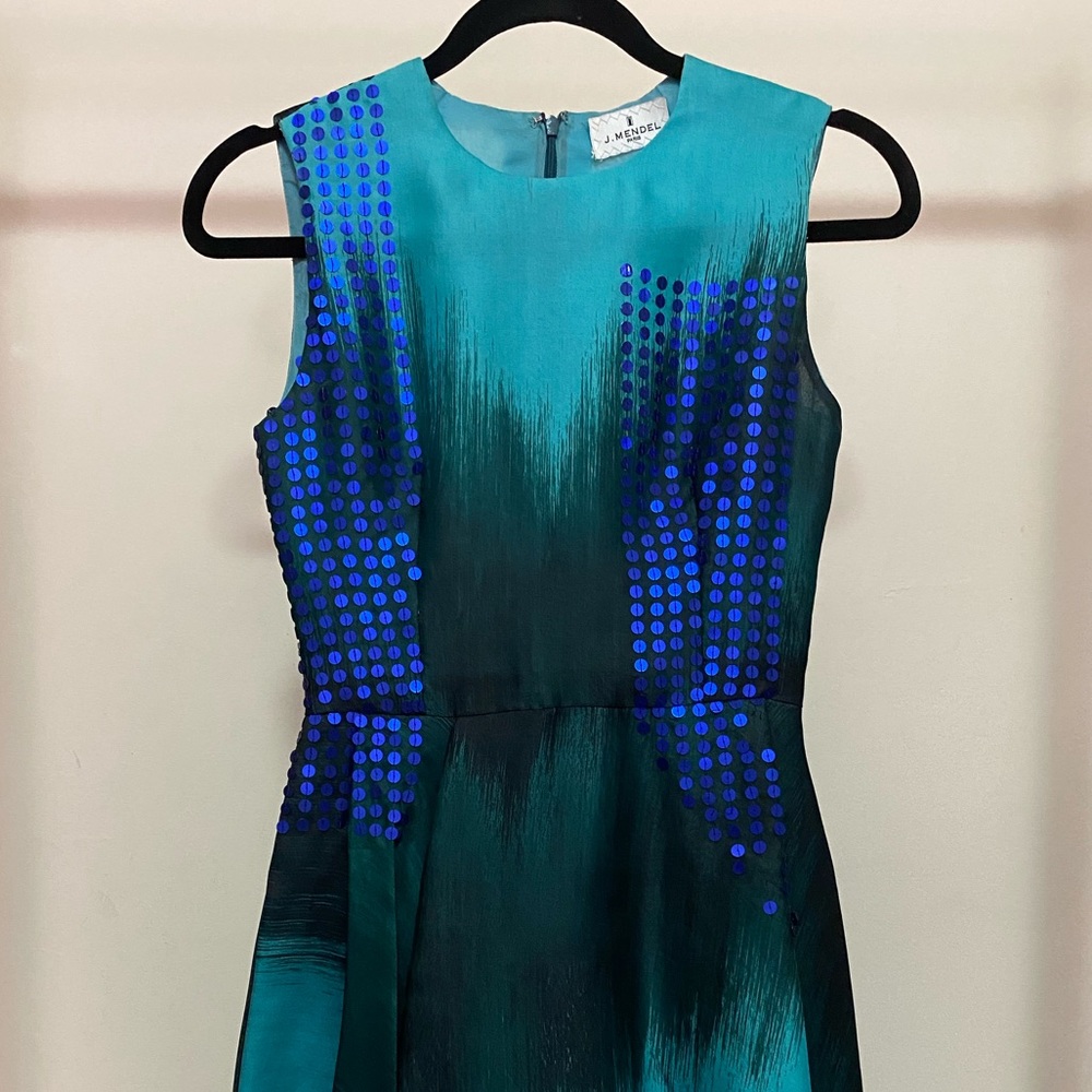 J. Mendel Peacock Silk and Sequin dress